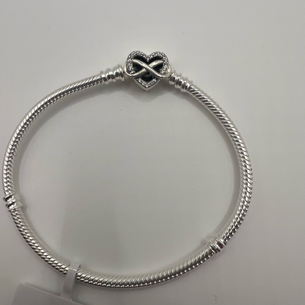 Pandora Moments Sparkling Infinity Heart Clasp Snake Chain Bracelet